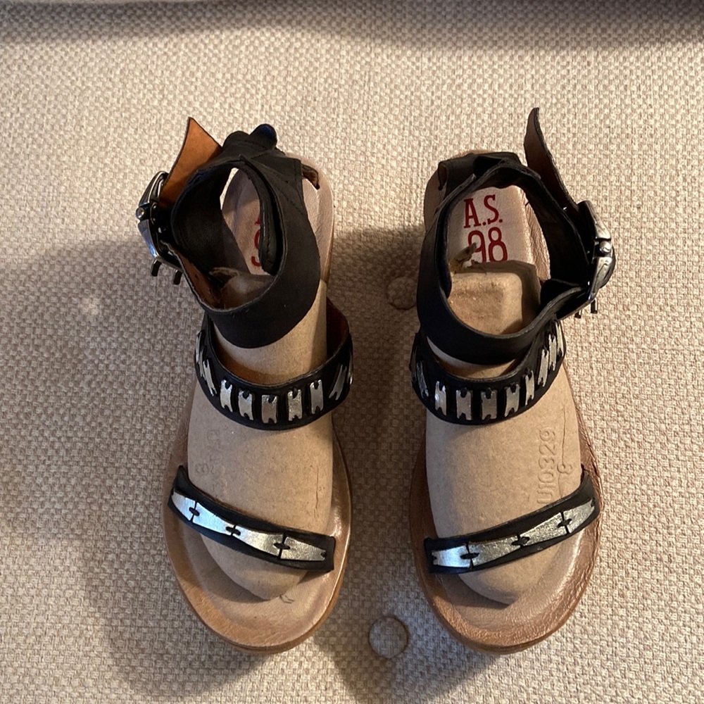 A.S.98 Black and Tan Sandals